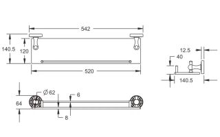 Полка стеклянная Rose RG1019Q 55см бронза